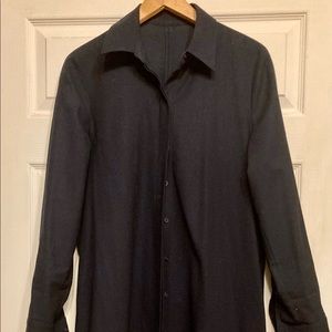 COS Navy Wool shirt dress.